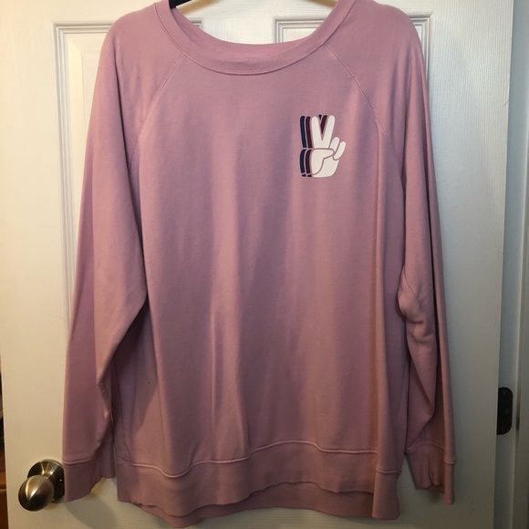 Old Navy Sweaters - Old Navy Pink Peace Crew Neck